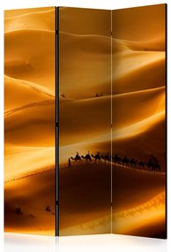 Paravento design Carovana di cammelli (3 parti) - paesaggio tra le sabbie del deserto