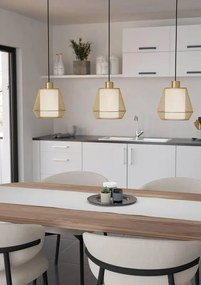 Lampadario Glamour Ciudadela oro paralume bianco e ottone 3x E27 EGLO