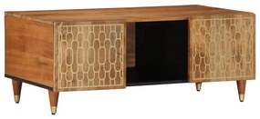 Tavolino Da Salotto 100x54x40 Cm İn Legno Massello Di Mango /