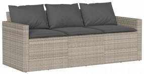 Set divano da giardino 6pz con cuscini grigio chiaro polyrattan