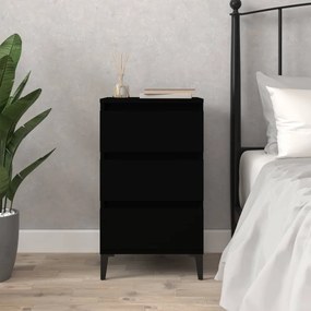Comodino Nero 40x35x70 Cm İn Legno Multistrato /