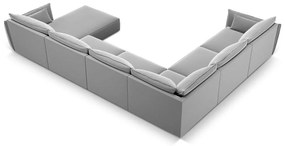 Divano angolare grigio chiaro (con penisola a sinistra/a U) con rivestimento in velluto Vanda – Mazzini Sofas