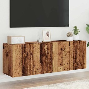 Mobili Tv A Parete 2pz Legno Antico 60x30x41 Cm /