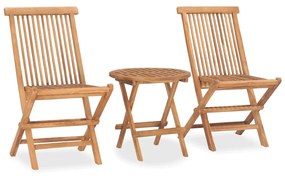 Set da pranzo giardino pieghevole 3 pz cuscino massello di teak