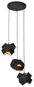 Lampada a sospensione moderna nera 3 luci - Cloth