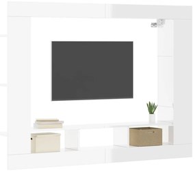 Mobile Porta TV Bianco Lucido 152x22x113cm in Legno Multistrato