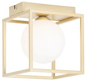 Plafoniera di design oro con vetro bianco - Aniek