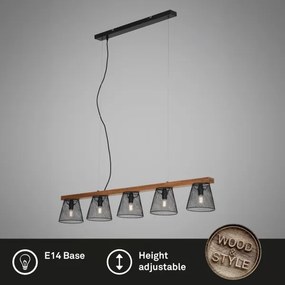 Briloner 4077-055 - Lampadario a sospensione con cavo WOOD & STYLE 5xE14/25W/230V