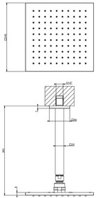 Soffione Doccia 20x20 quadro orientabile con braccio a Soffitto Cromo Gessi Emporio 47374