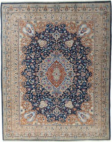 Kashmar Tappeto 300 x 380 Blu (Iran) Annodato A Mano