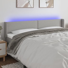 Testiera A Led Grigio Chiaro 183x16x78/88 Cm İn Tessuto /