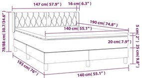 Giroletto a Molle con Materasso Grigio Scuro 140x190 cm Tessuto