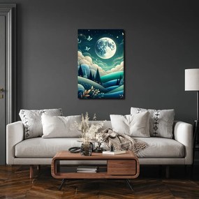 Quadro su tela – Natura fiabesca con luna piena