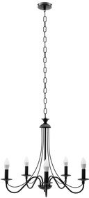 LAMPADA DA SOFFITTO PENSILE RUSTICA  APP647-5CP NERA