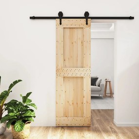 Porta Scorrevole Con Set Hardware 70x210 Cm Legno Massello Pino /