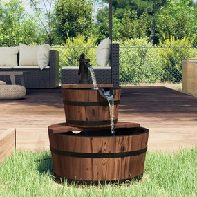 Fontana Dacqua Con Pompa 44,5x44,5x58 Cm Legno Massello Abete /