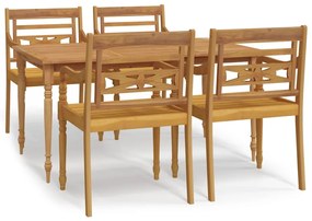 Set da pranzo per giardino 5 pz in legno massello di teak