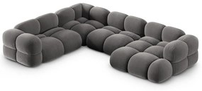 Divano angolare grigio (con penisola a sinistra/a U) con rivestimento in velluto Loretto – Cosmopolitan Design