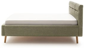 Letto matrimoniale imbottito verde con contenitore con rete inclusa 140x200 cm Lotte – Meise Möbel