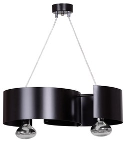 Lampadario Moderno 2 Luci Vixon In Acciao Nero E Cromo