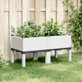 Fioriera da Giardino con Gambe Bianco 80x40x42 cm in PP