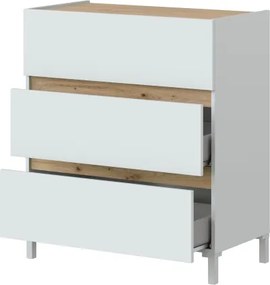 Cassettiera A 3 Cassetti 80x41x90 Design Moderno Tempus Bianca E Rovere Nodi