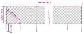 Recinzione a Rete con Picchetti Ancoraggio Antracite 1,1x10 m