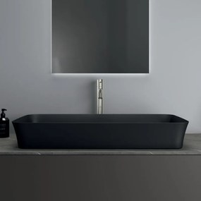 Lavabo da appoggio rettangolare in ceramica L 80 x P 40 x H 12 cm nero