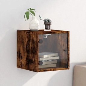 Comodino Con Anta İn Vetro Rovere Fumo 35x37x35 Cm /