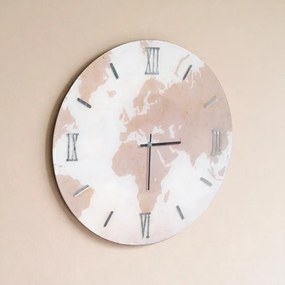 Orologio rotondo in vetro temperato con mappamondo Rosa D65 cm - CALIN