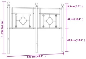 Testiera in Metallo Nero 120 cm