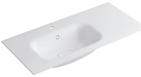 Lavabo integrale rettangolare vasca a sinistra L 100.5 x H 15 x P 46 cm in resina bianco lucido