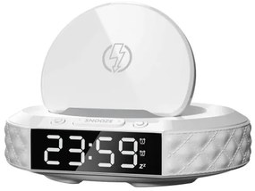 Immax 08983L - Sveglia con display LCD e ricarica wireless Qi 27W/9V bianco
