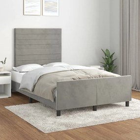 Giroletto Senza Materasso Grigio Chiaro 120x200 Cm Velluto /