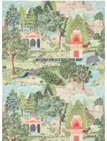 Zoffany Carta da parati Peacock Garden - Green/ Coral