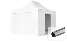 TOOLPORT 3x4,5 m gazebo pieghevole PVC con laterali, PREMIUM acciaio, bianco - (600119)