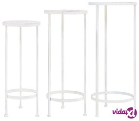 vidaXL Set Piedistalli per Piante 3 pz Vintage Effetto Bianco Anticato