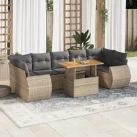 Set Divano da Giardino 8 pz con Cuscini Beige in Polyrattan 3327237