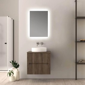 Mobile bagno noce 60 cm cannettato per lavabo da appoggio Palermo