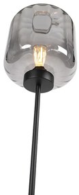 Lampada da terra di design nera con vetro fumé - Qara