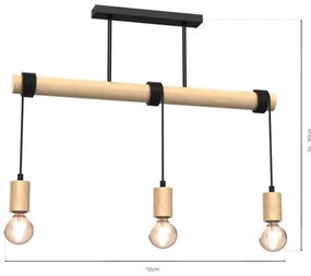 Lampadario a plafone VIGA 3xE27/60W/230V legno