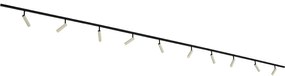 Sistema di illuminazione su binario moderno con 10 faretti beige e neri monofase - Slimline Uzzy