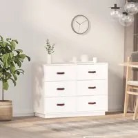 Credenza Bianca 100x40x75 cm in Legno Massello di Pino 820143