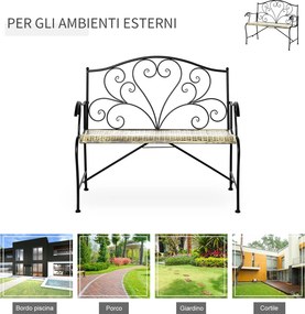 Panchina 2 Posti da giardino 100x50x88 cm in Ferro Nero e Bronzo...