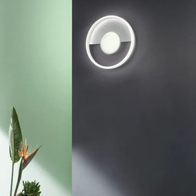 Plafoniera in metallo Argento con diffusore perimetrale D50 cm Led ELISA