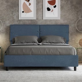 Letto contenitore da 160x200 in microfibra blu Sleeper