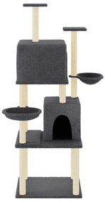 Albero per gatti con tiragraffi in sisal grigio scuro 180 cm