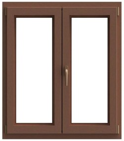 Finestra in PVC rovere dorato L 100 x H 120 cm, 2 ante apertura a destra