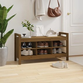 Panca da ingresso miele 110x40x60 cm in legno massello di pino