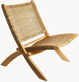 Poltroncina pieghevole in legno di teak e rattan Elis